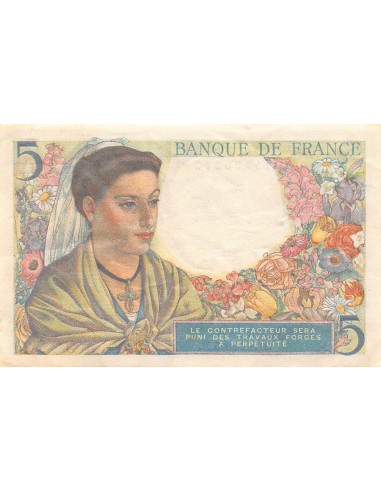 FRANCE - 5 FRANCS BERGER 02/06/1943 - SÉRIE S.8 - TTB