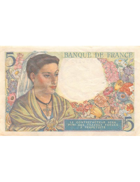 FRANCE - 5 FRANCS BERGER 02/06/1943 - SÉRIE S.8 - TTB