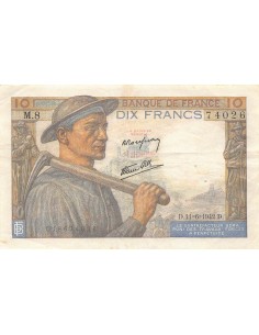 FRANCE, MINEUR - 10 FRANCS 11/06/1942 - SÉRIE M.8 - TTB 2