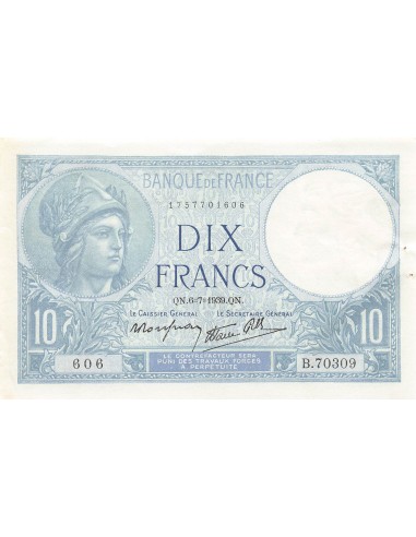 FRANCE - 10 FRANCS MINERVE 06/07/1939 - TTB+