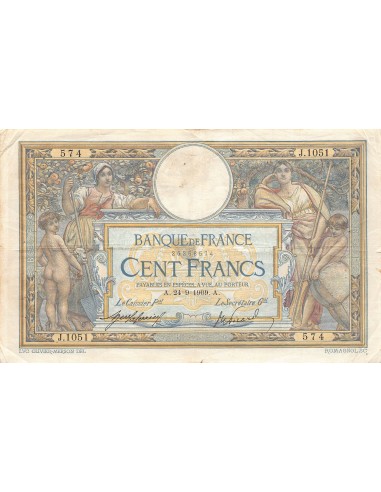 FRANCE, LUC-OLIVIER MERSON - 100 FRANCS 24/09/1909 - TB+