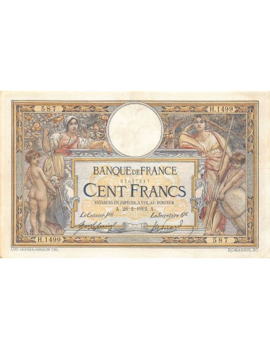 FRANCE, LUC-OLIVIER MERSON - 100 FRANCS 28/09/1912 - TTB+