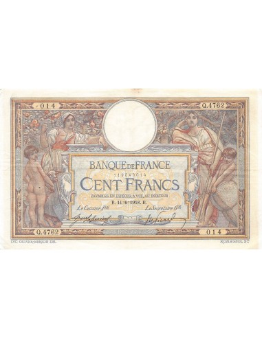 FRANCE, LUC-OLIVIER MERSON - 100 FRANCS 11/06/1918 - TTB+