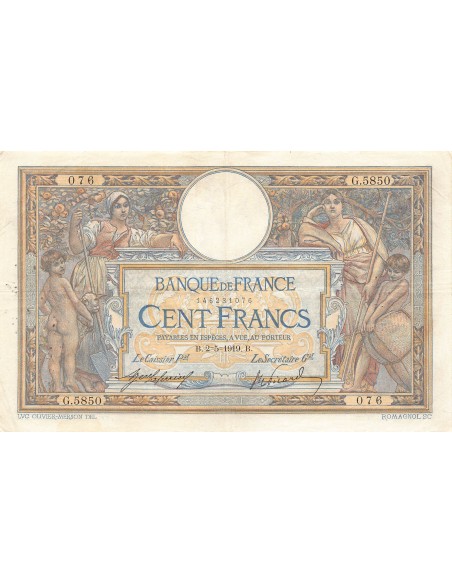 FRANCE, LUC-OLIVIER MERSON - 100 FRANCS 02/05/1919 - TTB