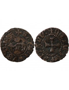 DUCHÉ DE BRETAGNE, FRANCOIS II - DENIER A L'HERMINE 1458 / 1488 RENNES 2