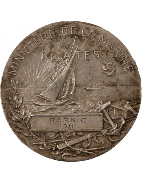 MINISTERE DE LA MARINE, REGATES - MEDAILLE ARGENT 1911 PORNIC
