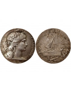 MINISTERE DE LA MARINE, REGATES - MEDAILLE ARGENT 1911 PORNIC 2