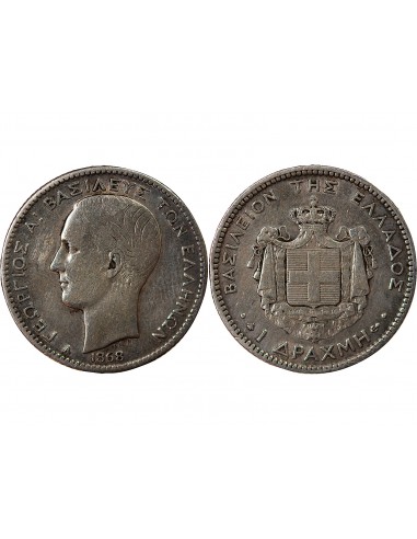 GRÈCE, GEORGES Ier - 1 DRACHME ARGENT 1868 A PARIS
