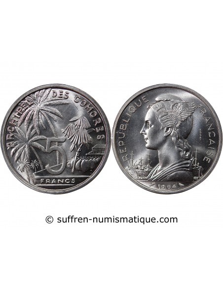 COMORES - 5 FRANCS 1964 ESSAI