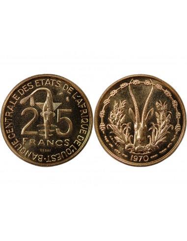 AFRIQUE DE L'OUEST - 25 FRANCS 1970 ESSAI