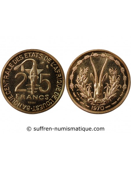 AFRIQUE DE L'OUEST - 25 FRANCS 1970 ESSAI