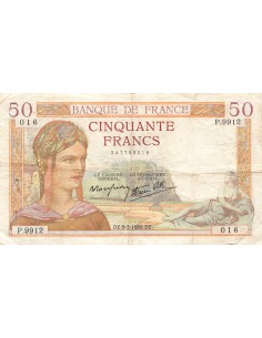 FRANCE, CÉRÈS - 50 FRANCS 09/03/1939 - TB