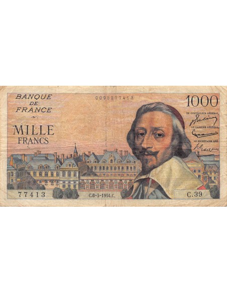 FRANCE, RICHELIEU - 1000 FRANCS 06/05/1954 - SÉRIE C.39 - TB
