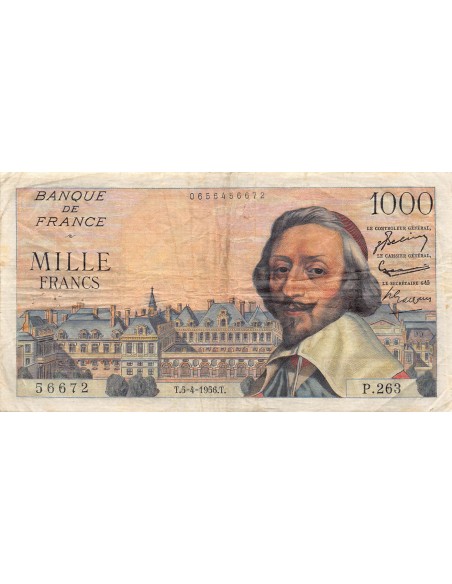 FRANCE, RICHELIEU - 1000 FRANCS 05/04/1956 - SÉRIE P.263 - TB+