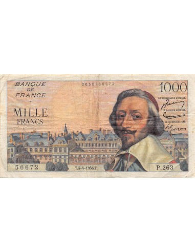 FRANCE, RICHELIEU - 1000 FRANCS 05/04/1956 - SÉRIE P.263 - TB+
