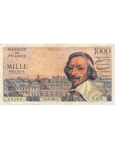 FRANCE, RICHELIEU - 1000 FRANCS 04/10/1956 - SÉRIE Y.275 - TB+