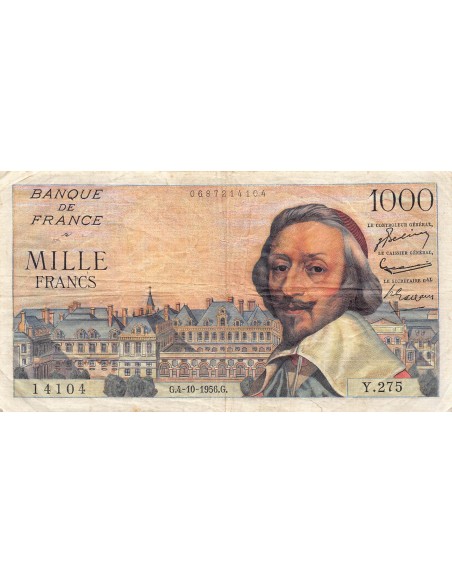 FRANCE, RICHELIEU - 1000 FRANCS 04/10/1956 - SÉRIE Y.275 - TB+
