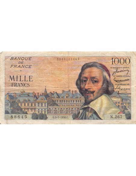 FRANCE, RICHELIEU - 1000 FRANCS 05/07/1956 - SÉRIE N.267 - TB+