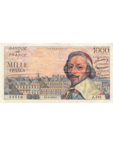 FRANCE, RICHELIEU - 1000 FRANCS 01/09/1955 - SÉRIE J.191 - PTTB
