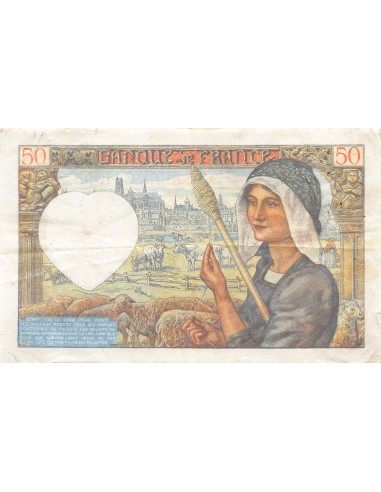 FRANCE, JACQUES COEUR - 50 FRANCS 15/05/1942 - SÉRIE X.167 - PTTB