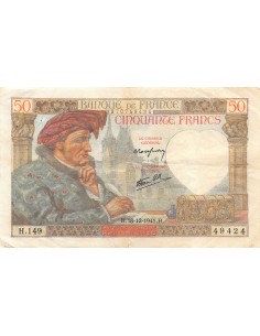 FRANCE, JACQUES COEUR - 50 FRANCS 18/12/1941 - SÉRIE H.149 - PTTB