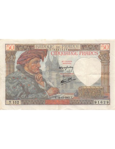 FRANCE, JACQUES COEUR - 50 FRANCS 18/12/1941 - SÉRIE T.152 - TTB