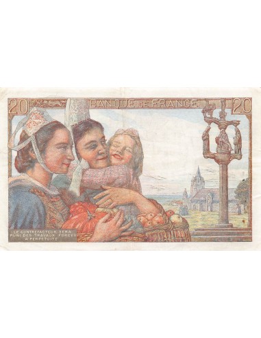 FRANCE, PÊCHEUR - 20 FRANCS 12/02/1942 - SÉRIE D.12 - TTB