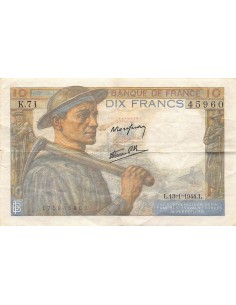 FRANCE, MINEUR - 10 FRANCS 13/01/1944 - SÉRIE K.71 - TB+