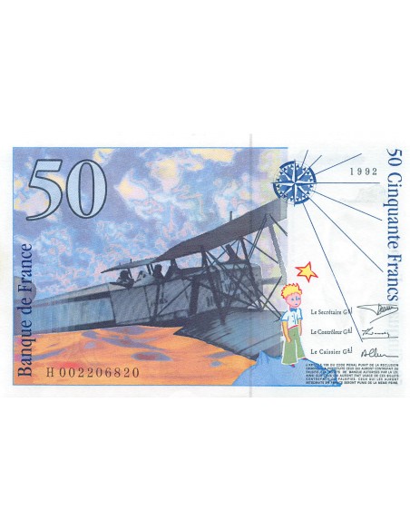 FRANCE, SAINT-EXUPERY - 50 FRANCS 1992 - SUP