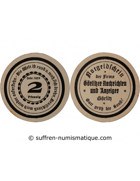 ALLEMAGNE, GÖRLITZ - 1 PFENNIG 1920