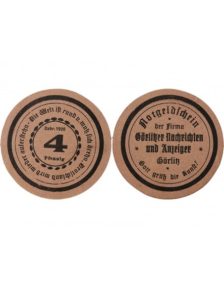 ALLEMAGNE, GÖRLITZ - 4 PFENNIG 1920