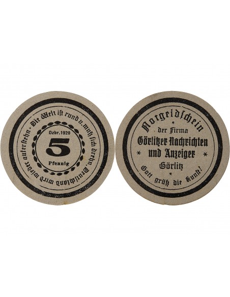 ALLEMAGNE, GÖRLITZ - 5 PFENNIG 1920