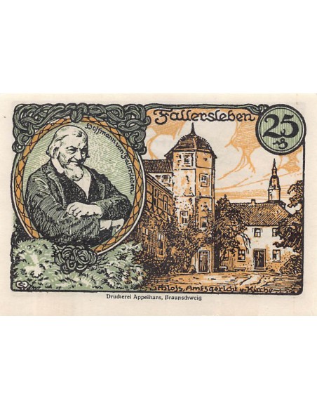 ALLEMAGNE, FALLERSLEBEN - 25 PFENNIG 1921