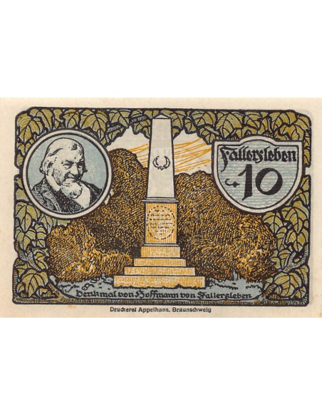 ALLEMAGNE, FALLERSLEBEN - 10 PFENNIG 1921