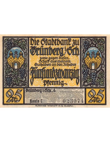 ALLEMAGNE, GRÜNBERG - 25 PFENNIG