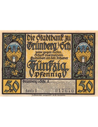 ALLEMAGNE, GRÜNBERG - 50 PFENNIG