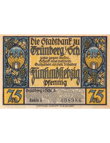 ALLEMAGNE, GRÜNBERG - 75 PFENNIG