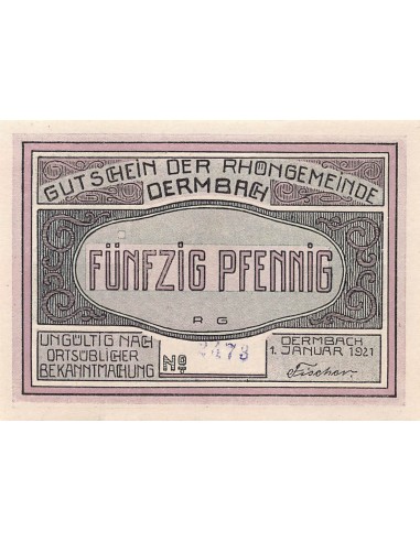 ALLEMAGNE, DERMBACH - 50 PFENNIG 1921