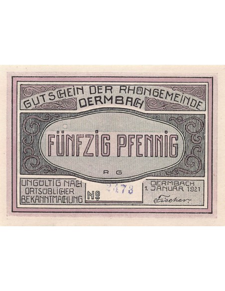 ALLEMAGNE, DERMBACH - 50 PFENNIG 1921