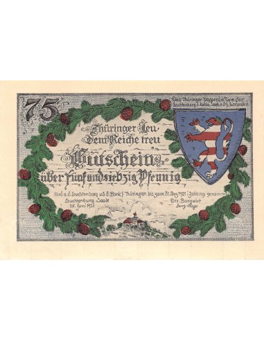 ALLEMAGNE, KAHLA - 75 PFENNIG 1921