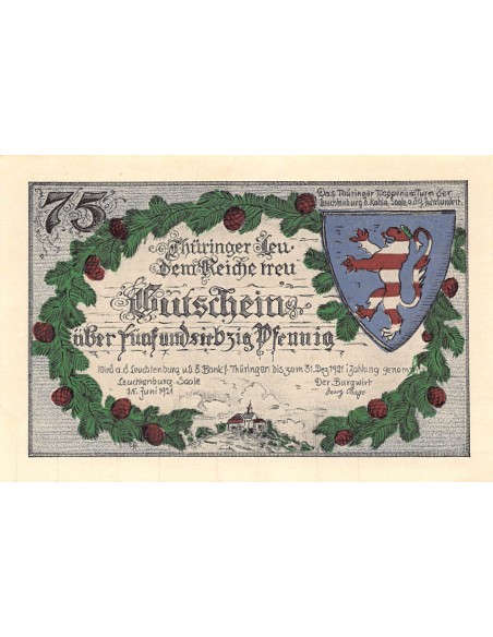 ALLEMAGNE, KAHLA - 75 PFENNIG 1921