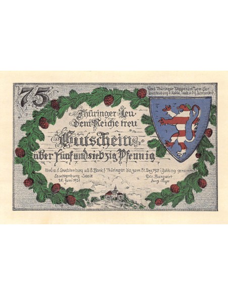 ALLEMAGNE, KAHLA - 75 PFENNIG 1921