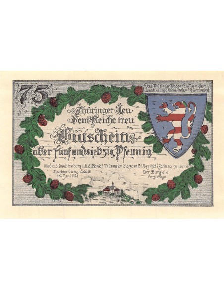 ALLEMAGNE, KAHLA - 75 PFENNIG 1921