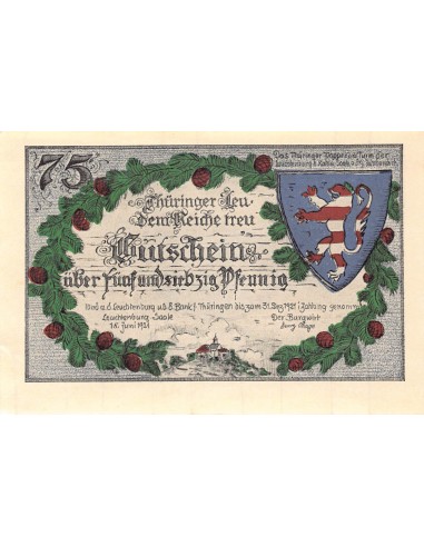 ALLEMAGNE, KAHLA - 75 PFENNIG 1921