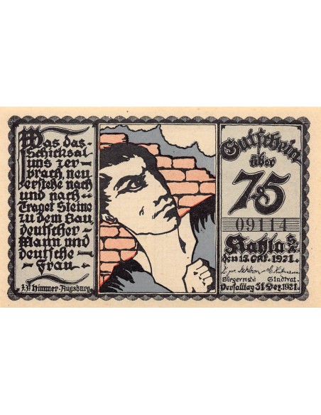 ALLEMAGNE, KAHLA - 75 PFENNIG 1921
