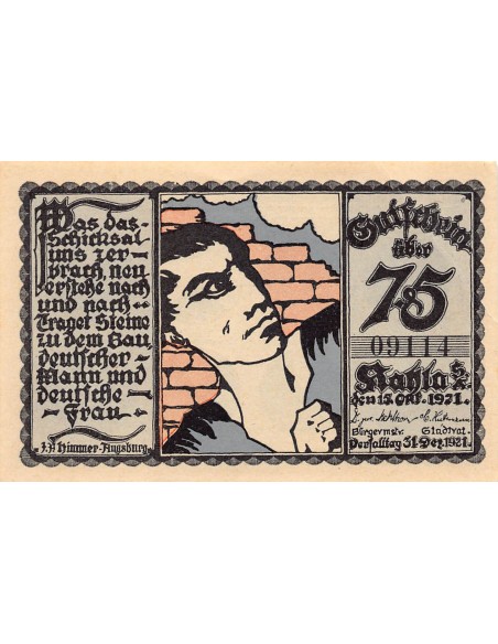 ALLEMAGNE, KAHLA - 75 PFENNIG 1921