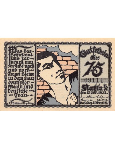 ALLEMAGNE, KAHLA - 75 PFENNIG 1921