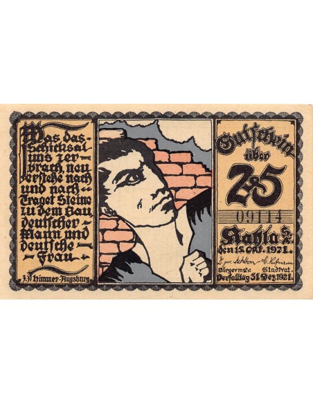 ALLEMAGNE, KAHLA - 25 PFENNIG 1921