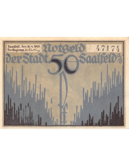 ALLEMAGNE, SAALFELD - 50 PFENNIG 1921