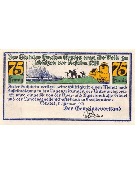 ALLEMAGNE, STOTEL - 75 PFENNIG 1921